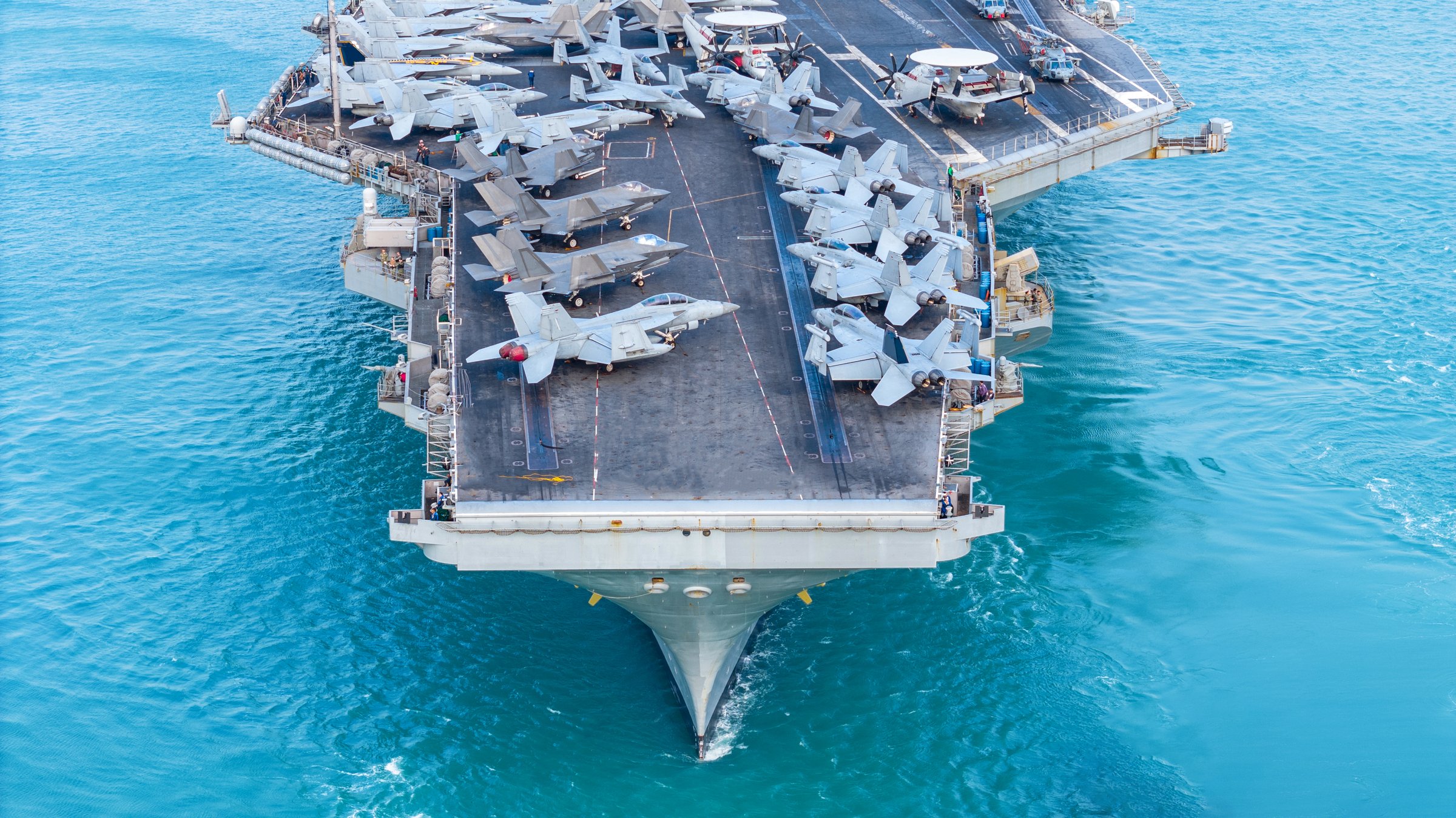 Aircraft carrier under way